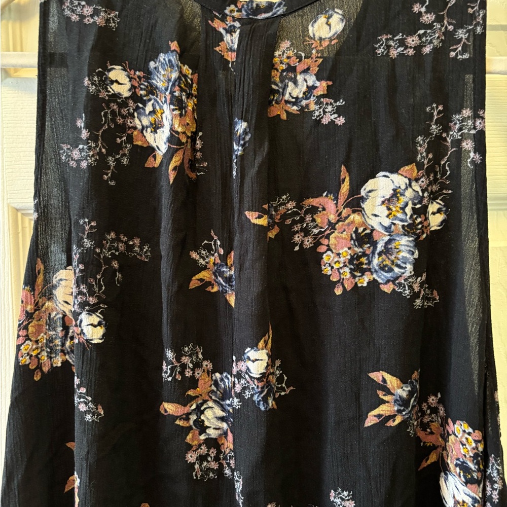 Free People Floral Black Sleeveless Dress Size Large BWOT - Picture 8 of 11